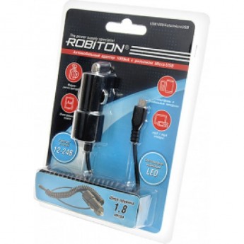 Адаптер/блок питания автомобильный ROBITON USB1000/Auto/microUSB Адаптер/блок питания автомобильный ROBITON USB1000/Auto/microUSB