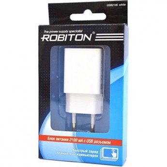 Адаптер/блок питания ROBITON USB2100 white Адаптер/блок питания ROBITON USB2100 white